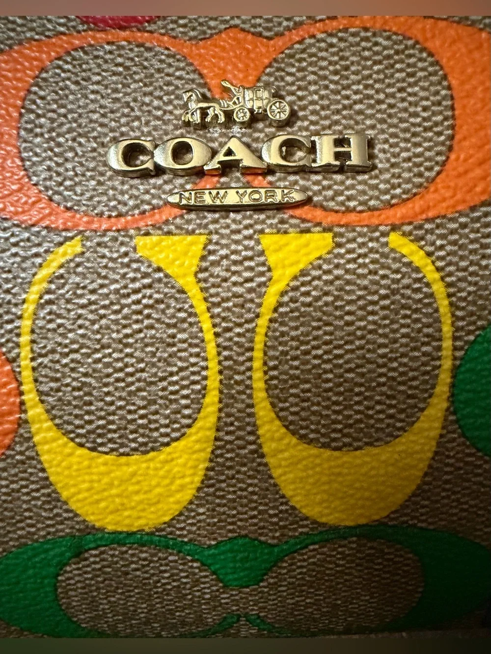 Coach Signature Rainbow Corner Zip Wristlet